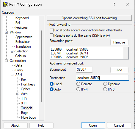 putty-tunneling